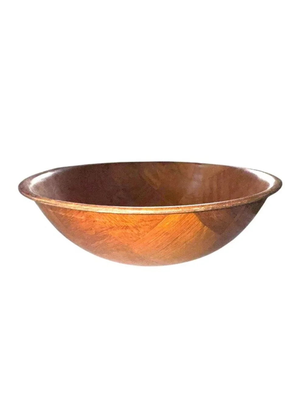 Vintage Wooden Salad Bowl Set With Utensils - 7-Piece Weave Design MCM Decor